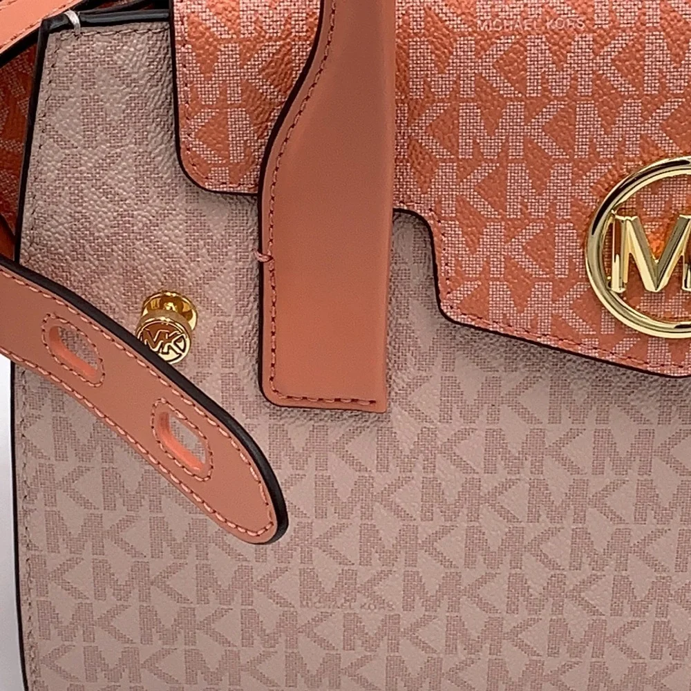 MICHAEL KORS Carmen Medium Color-Block Logo Satchel color Sherbert Multi